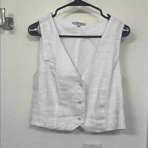 White Sleeveless Button-Up Top